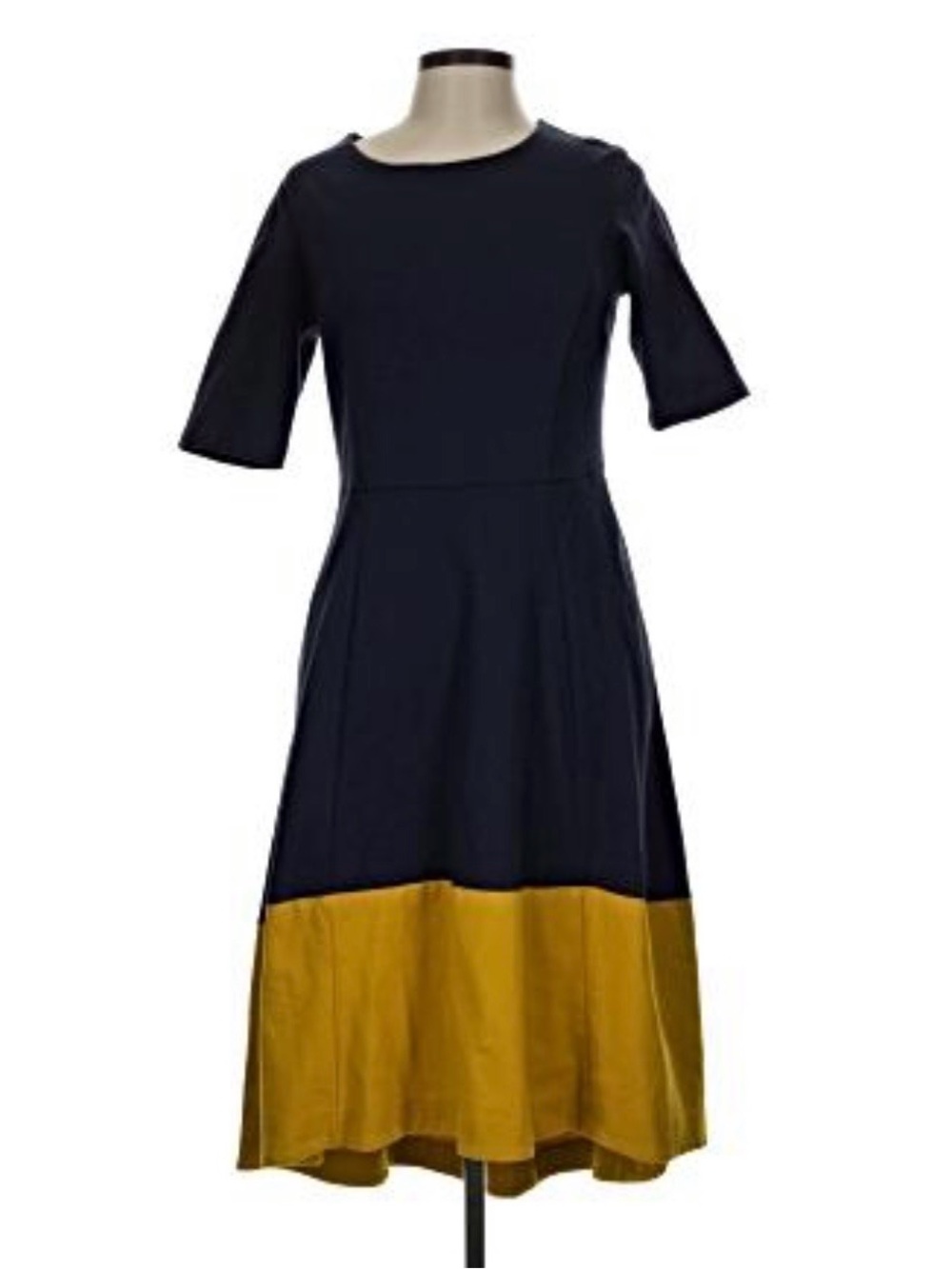 NWT Boden Colorblock Navy Midi Dress with Mustard Hem